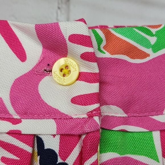 Lilly Pulitzer 100% Silk Pink Floral Mini Skirt Pleated A-line Fayette Oxford - Picture 9 of 11